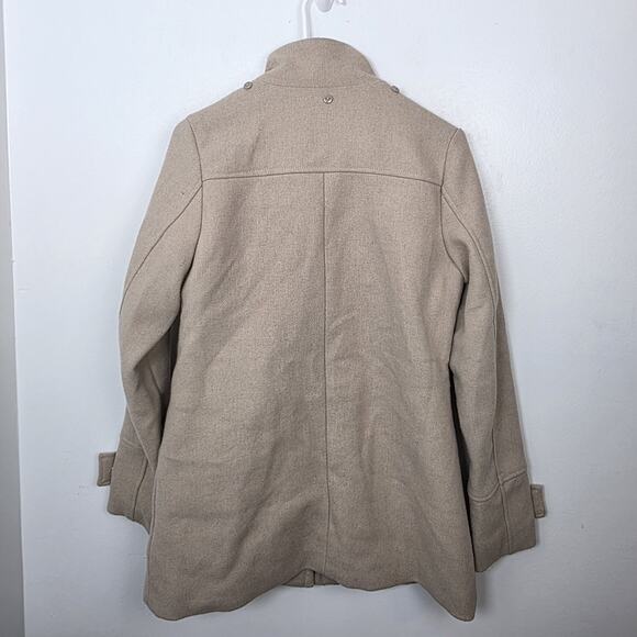 Coffee Shop Tan Preppy Equestrian Wool Blend Outdoor Cute Pea Coat Size XS - Picture 7 of 9